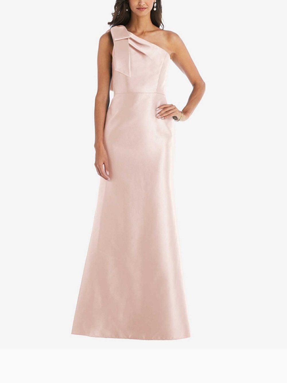 One-Shoulder Blush Satin Dress size 6 R
